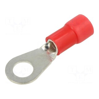 Tip: ring | Ø: 8mm | crimped | for cable | insulated | tinned | red | copper