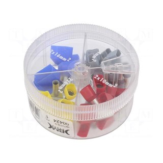 Kit: bootlace ferrules | insulated,double | red,blue,grey,yellow