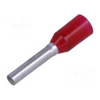 Tip: bootlace ferrule | insulated | 1mm2 | 8mm | tinned | crimped | red