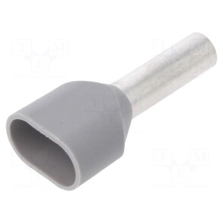 Tip: bootlace ferrule | insulated,double | 4mm2 | 12mm | tinned | grey