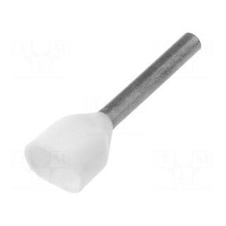 Bootlace ferrule | insulated,double | copper | 0.5mm2 | 12mm | tinned