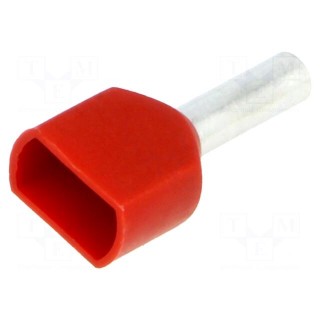 Tip: bootlace ferrule | insulated,double | copper | 1.5mm2 | 8mm | red