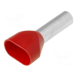 Bootlace ferrule | insulated,double | copper | 10mm2 | 18mm | tinned