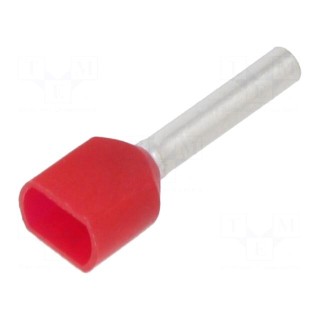 Tip: bootlace ferrule | insulated,double | copper | 1mm2 | 12mm | red