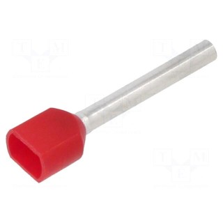 Tip: bootlace ferrule | insulated,double | copper | 1mm2 | 18mm | red