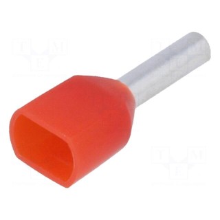 Bootlace ferrule | insulated,double | copper | Insulation: PVC | 10mm