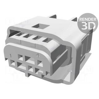 Connector: rectangular | MQS | plug | female | w/o contacts | PIN: 4