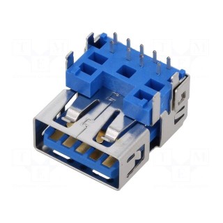 Socket | USB A | on PCBs | THT | PIN: 9 | angled 90° | USB 3.0
