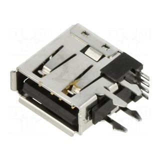 Socket | USB A | on PCBs | THT | PIN: 4 | side,angled 90° | USB 2.0
