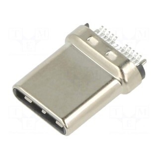 Plug | USB C | on PCBs | SMT | PIN: 24 | horizontal | USB 3.1 | gold-plated