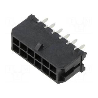 Socket | wire-board | male | Micro-Fit 3.0 | 3mm | PIN: 12 | Layout: 2x6
