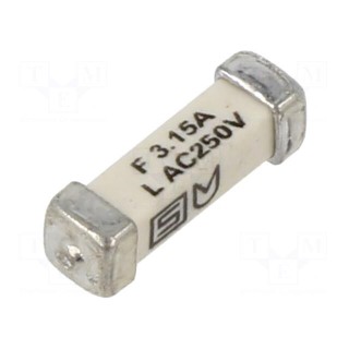 Fuse: fuse | quick blow | 3.15A | 250VAC | 125VDC | SMD | ceramic | copper
