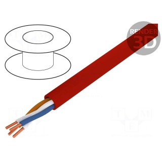 Wire: control cable | YnTKSY | 1x2x1mm | Insulation: PVC | Colour: red