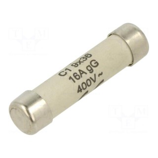 Fuse: fuse | gG | 16A | 400VAC | cylindrical,industrial | 9x36mm