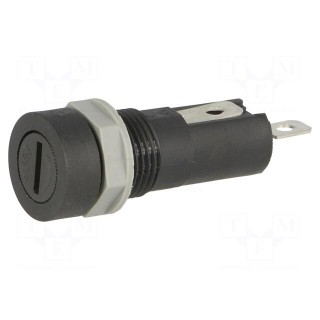 Fuse holder | cylindrical fuses | 5x20mm | 10A | on panel | black | 5mΩ