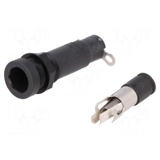 Fuse holder | cylindrical fuses | 5x20mm | 10A | on panel | black | FEU