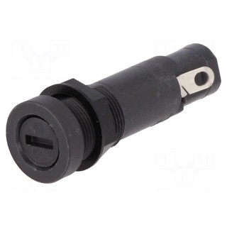 Fuse holder | cylindrical fuses | 5x20mm | 10A | on panel | black | FEU