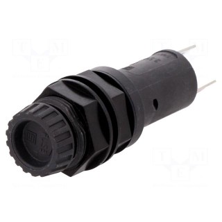 Fuse holder | cylindrical fuses | 5x20mm | 10A | on panel | black | FPG3