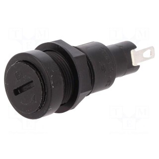 Fuse holder | cylindrical fuses | 5x20mm | 10A | on panel | black | FIN