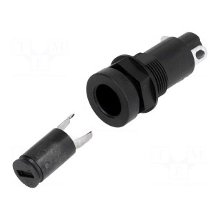 Fuse holder | cylindrical fuses | 5x20mm | 10A | on panel | black | FEF