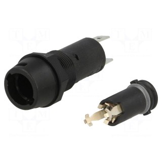 Fuse holder | cylindrical fuses | 5x20mm | 10A | on panel | black | FPG1