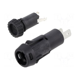 Fuse holder | cylindrical fuses | 5x20mm | 10A | on panel | black | FPG3