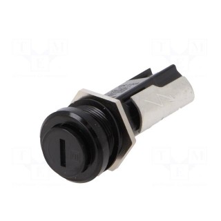 Fuse holder | cylindrical fuses | 5x20mm | 16A | on panel | black | FIZ