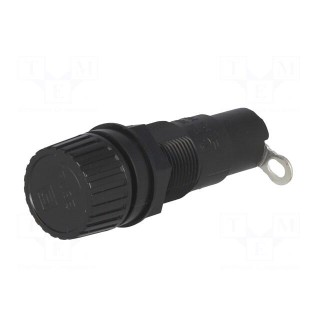 Fuse holder | cylindrical fuses | 6.3x32mm | 10A | on panel | black