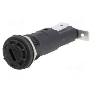 Fuse holder | cylindrical fuses | 6.3x32mm | 250V | on panel | black