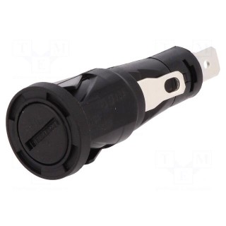 Fuse holder | cylindrical fuses | 6.3x32mm | 250V | on panel | black