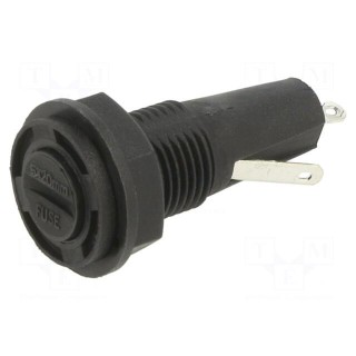 Fuse holder with cover | cylindrical fuses | 5mm | 10A | on panel