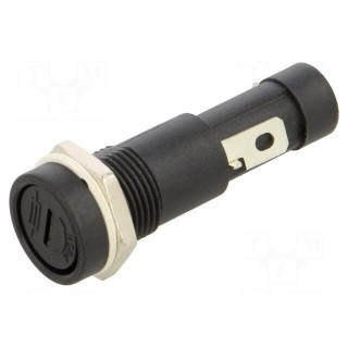 Fuse holder with cover | cylindrical fuses | 6.3x32mm | 15A | black