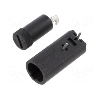 Fuse holder | cylindrical fuses | THT | 5x20mm | -30÷85°C | 10A | black
