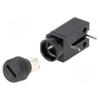 Fuse holder | cylindrical fuses | THT | 5x20mm | -40÷85°C | 6.3A | black