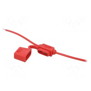 Fuse holder | 19mm | 15A | Leads: cables | -40÷85°C | 58V