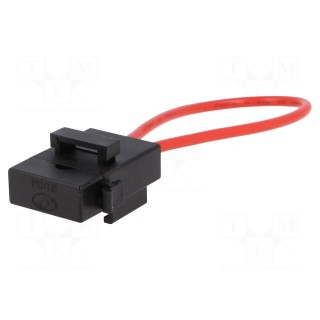 Fuse holder | 19mm | 20A | on cable | Leads: lead x2 | Contacts: brass