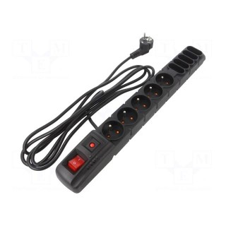 Plug socket strip: protective | Sockets: 10 | 230VAC | 10A | black