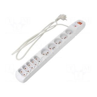 Plug socket strip: protective | Sockets: 10 | 230VAC | 10A | grey