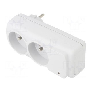 Plug socket strip: protective | Sockets: 2 | 230VAC | 10A | white