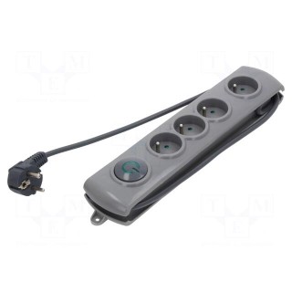 Plug socket strip: protective | Sockets: 4 | 230VAC | 10A | 2.5m