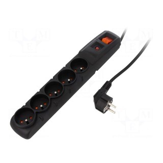 Plug socket strip: protective | Sockets: 5 | 230VAC | 10A | 500g