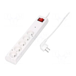 Plug socket strip: protective | Sockets: 5 | 230VAC | 10A | white