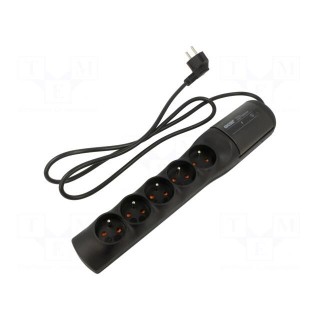 Plug socket strip: protective | Sockets: 5 | 250VAC | 10A | grey
