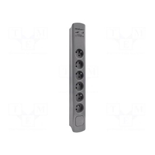 Plug socket strip: protective | Sockets: 6 | 230VAC | 16A | grey