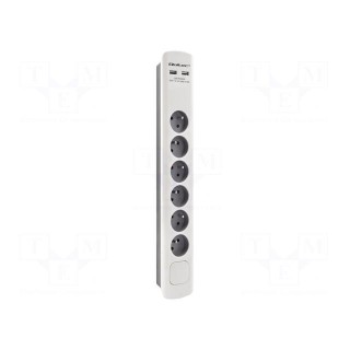 Plug socket strip: protective | Sockets: 6 | 230VAC | 16A | white-gray