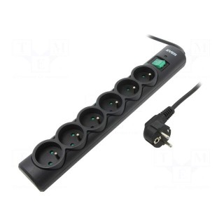 Plug socket strip: protective | Sockets: 6 | 250VAC | 10A | black | 175J
