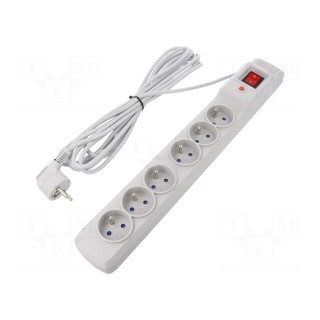 Plug socket strip: protective | Sockets: 6 | 250VAC | 10A
