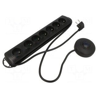 Plug socket strip: protective | Sockets: 7 | 230VAC | 10A | black