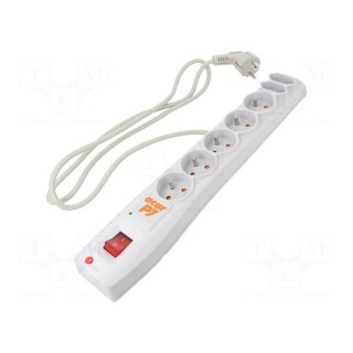 Plug socket strip: protective | Sockets: 7 | 230VAC | 10A | grey