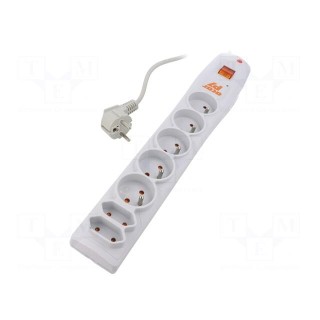 Plug socket strip: protective | Sockets: 7 | 230VAC | 10A | grey